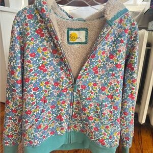 Boden Floral Sherpa-Lined Zip Hoodie - Multi Floral